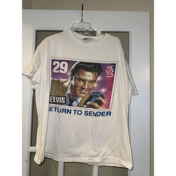VTG Elvis Presley Return To Sender Single Stitch Tshirt Stamp One Size USA MADE - Picture 1 of 4